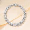 Trendy Heart-shaped Brass Zircon Decor Bracelet with Stainless Steel Chain Elegant Daily Ladies Bling Hand Jewelry