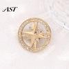 Classic Round Brooch Vintage Rhinestone Star Compass Brooch, Men Women Alloy Oxidation Resistant Badge Lapel Pin, Jewelry Accessory for Clothing Decor
