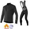 Thermal Long Sleeve Cycling Jersey Bib Tights Set Road Bike Riding Winter Warm Fleece-Lined Performance Gear
