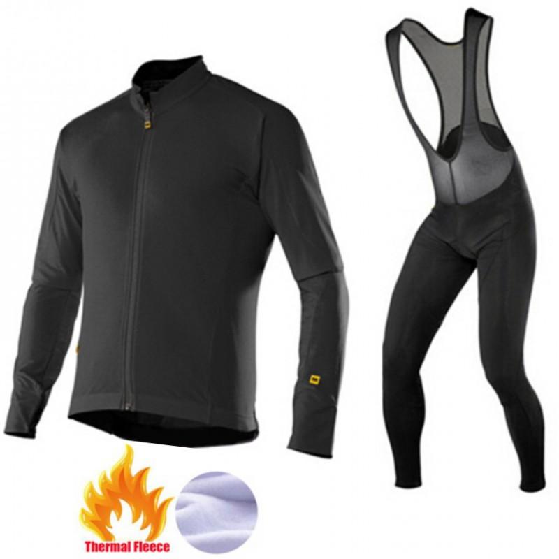 Thermal Long Sleeve Cycling Jersey Bib Tights Set Road Bike Riding Winter Warm Fleece-Lined Performance Gear