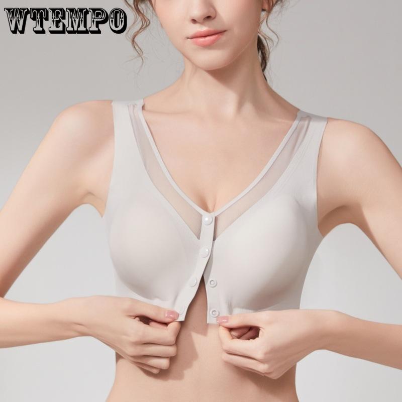 Front Button Bra Women's Underwire Vest Style Bra No Trace Plus Size Summer Thin Bra