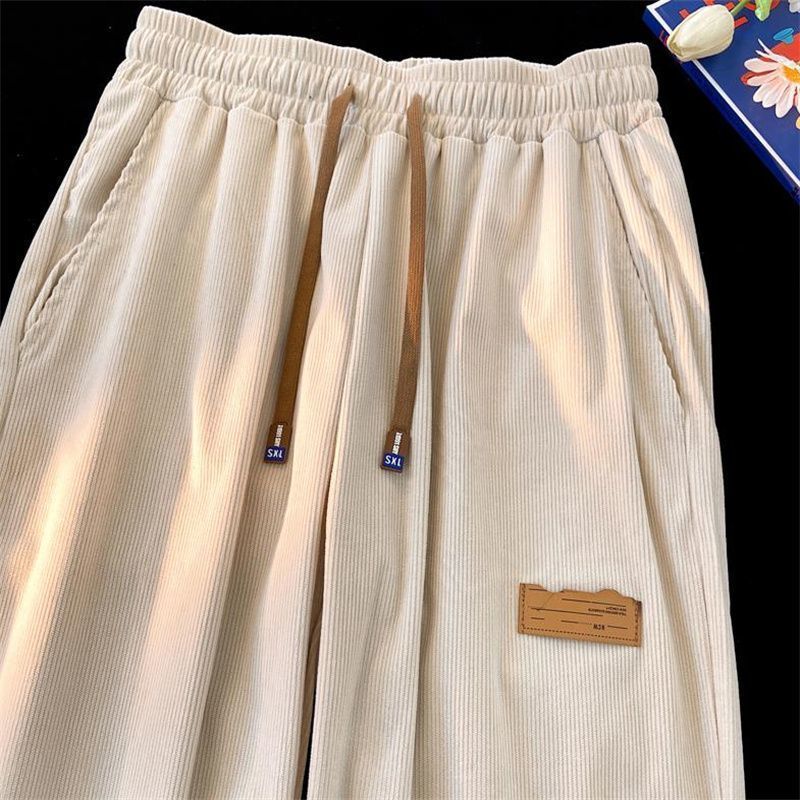 Corduroy Pants Women Korean Straight Leg Sports Sweatpants Spring and Autumn Vintage Versatile Casual Pants
