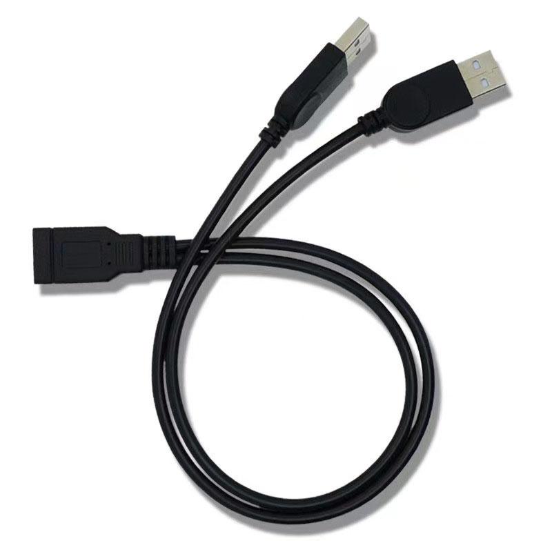 USB Cable Splitter Data Transfer Power Supply Cord 30CM USB2.0 Dual Female to Male Plug Wire Converter Charging Extension Line