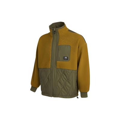 Retro Sports Color Block Stand Collar Zip Logo Patch Long Sleeve Jacket Women Jacket Brown Green VN0A54MCZBN