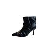 2025 Autumn and Winter New Pointed Thin Heel High Heel Temperament Thin French Fashion Sexy Beauty Female Internet Celebrity Short Boots