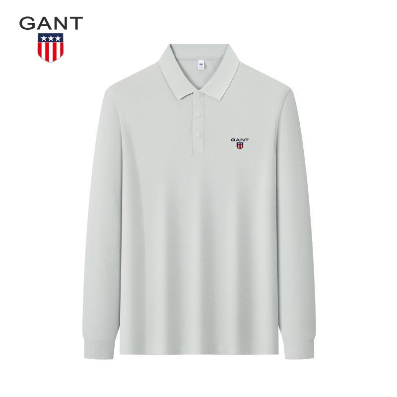 Polo Manches Longues Printemps Automne GANT Broderie Classique Uni Revers Chemise Automne Décontracté d'Affaires T-shirt