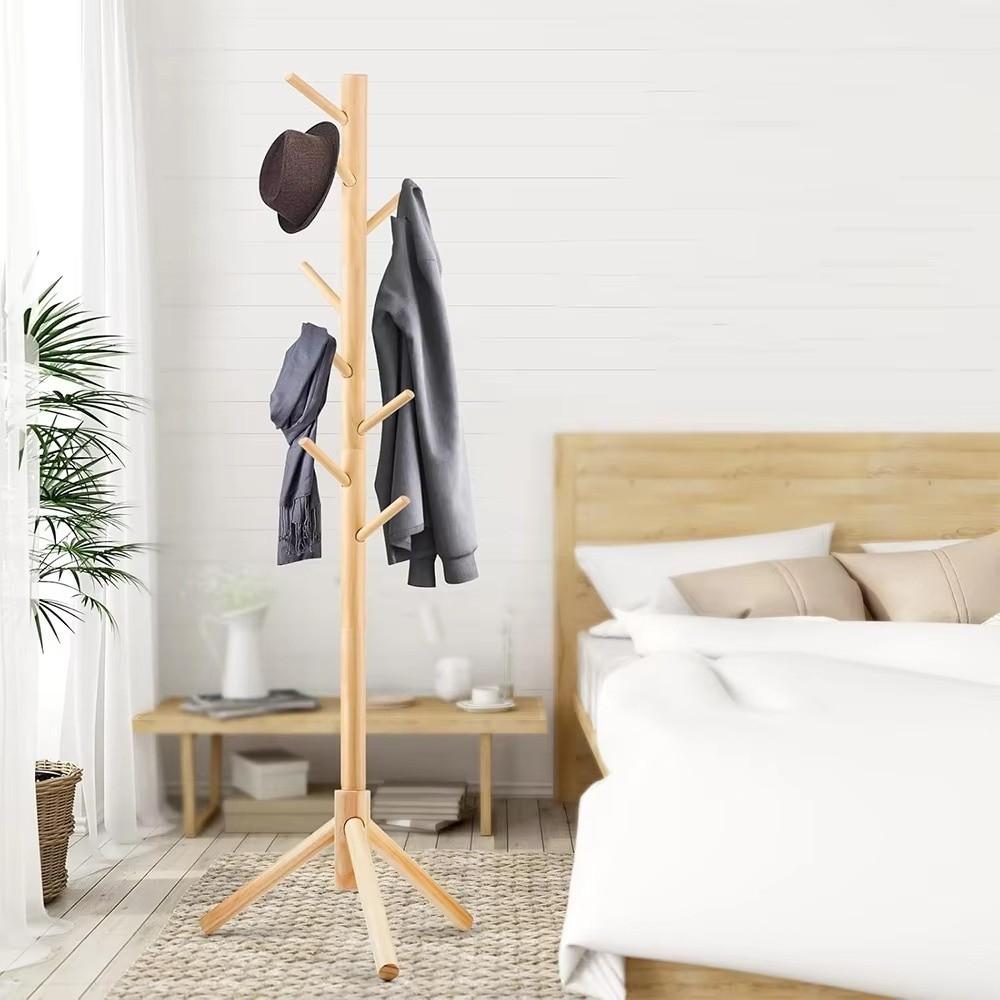 Space Saving Coat Rack 8 Hooks Clothes Drying Stand New Clothes Hanger  Room Organization