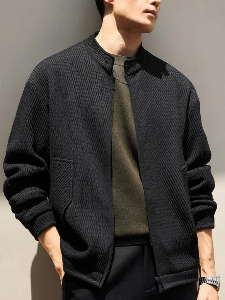 Men's Autumn/Winter Loose Fit Tree Grain Zip-Up Cardigan Jacket