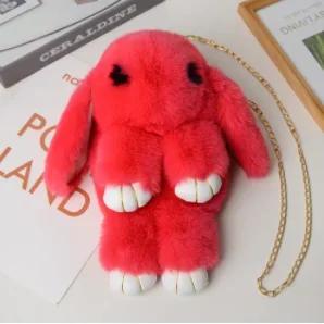 

Cute Fluffy Rabbit Fur Pompoms Chain Bag Women Cartoon Rabbit Sling Bag Fluffy Bunny Shoulder Plush Backpack Girls Birthday Gift кавун червоний колір