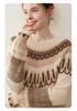 Artistic Retro Fair Isle Cashmere Sweater: 2025 Autumn/Winter Collection, Round Neck, Thick Knitwear, Loose Fit Fashion Base Layer