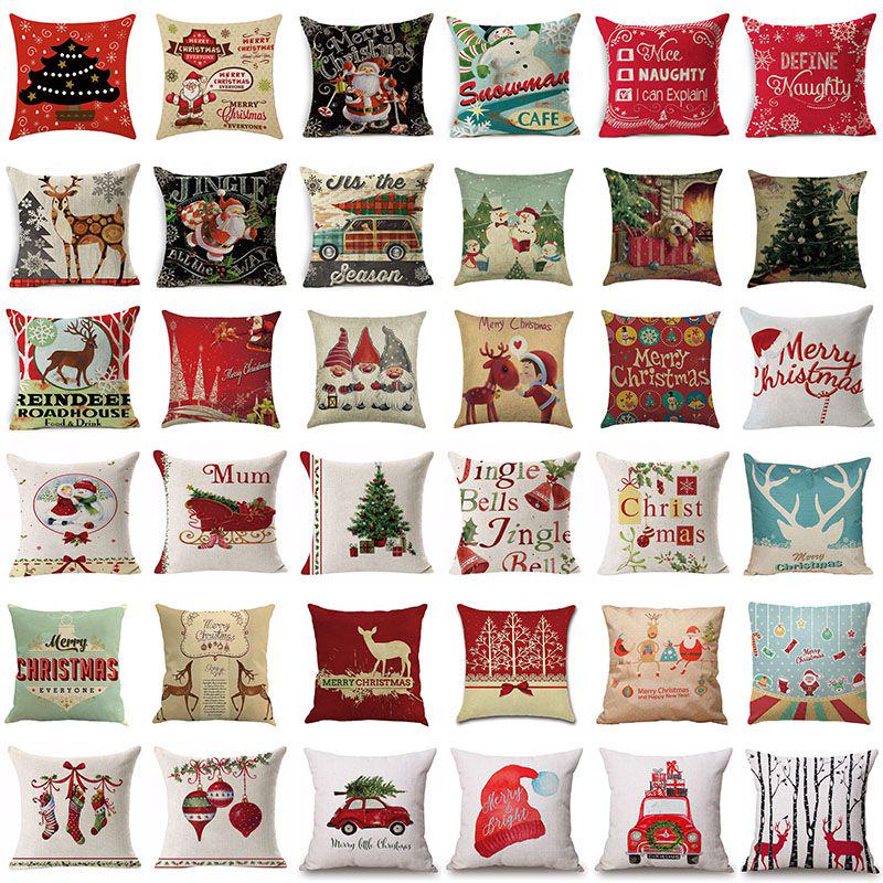 Festliche Weihnachten Xmas Leinen Kissenbezug mit elegantem einseitigem Druckdesign
