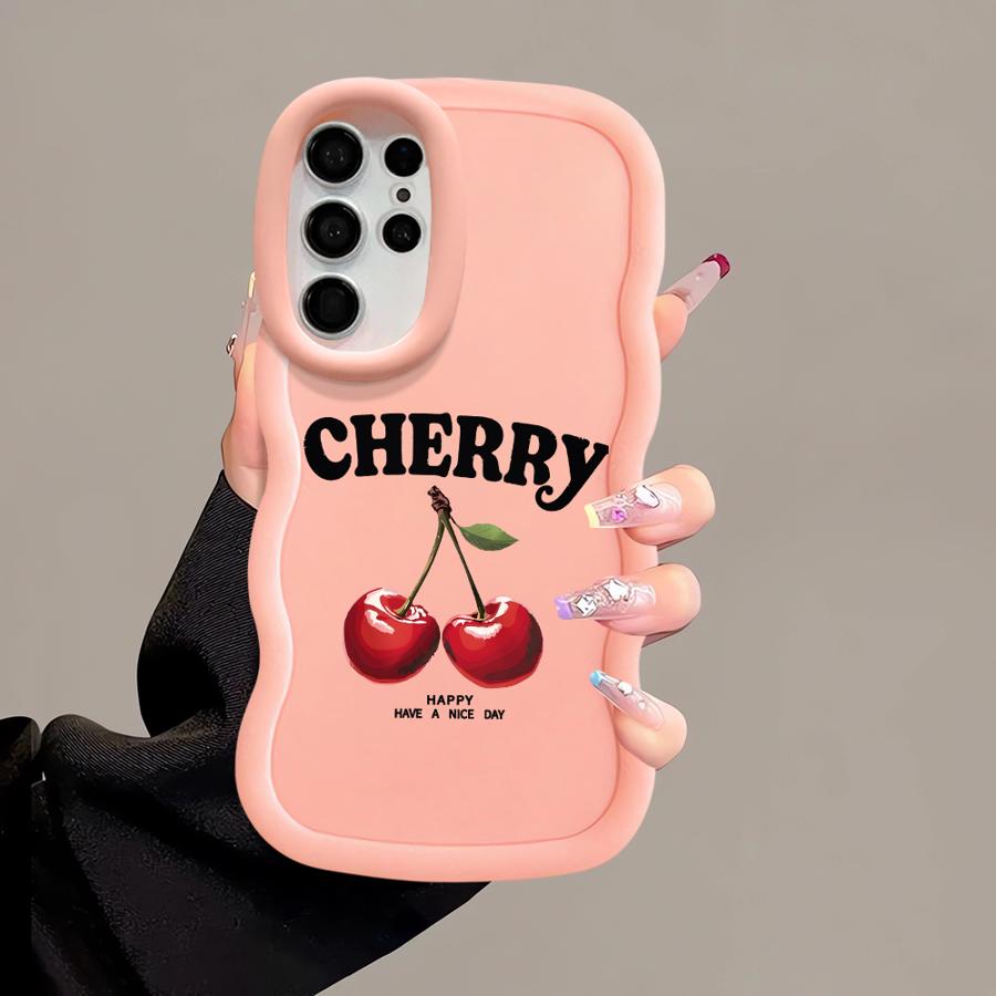 Hülle für Samsung Galaxy S20 FE S22 Ultra A26 S24 S23 Plus S21 A25 S25 Weiche Handyhülle A54 A35 A55 A36 A24 A34 Cartoon Kirsche