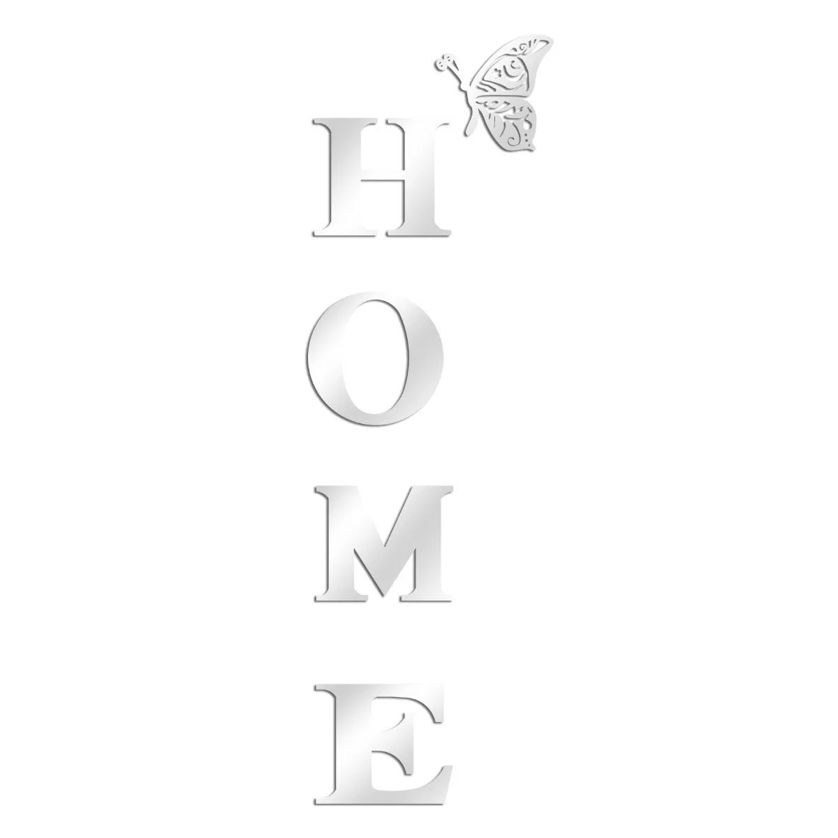 

3D Акриловое Большое Зеркало Сделай Сам Самоклеящаяся Съемная Наклейка на Стену Английский Алфавит Семья Гостиная Спальня Домашнее Украшение серебряный