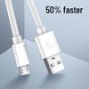 Android Micro USB Charging Cable V8, 2A, Trapezoidal, White, Available in 1m, 1.5m, and 2m Lengths.