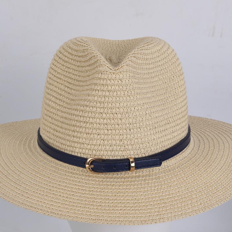 Retro European & American Straw Hat with Leather Buckle and Creative Hatband Decoration