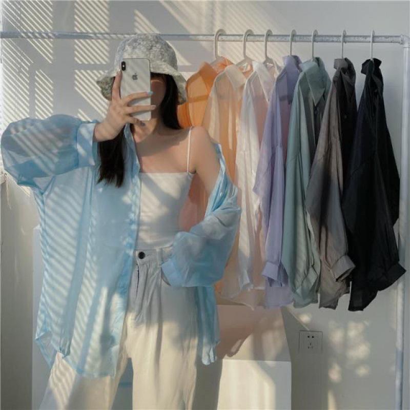 

Women s Retro Chiffon Long Sleeve Sunscreen Jacket - 2023 Summer Collection Small