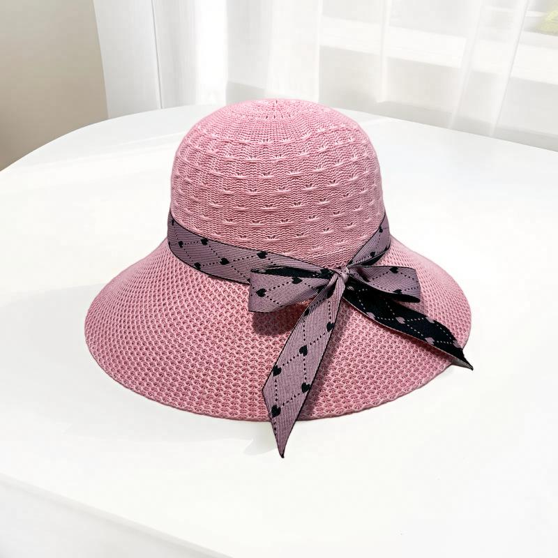 Foreign style fashionable old lady sun hat straw hat beach bow sunscreen new sun hat breathable casual versatile