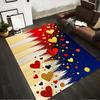 Colorful Abstract Heart Pattern Carpet with Red, Blue, Gold Design Suitable for Use As an Anti-slip for Living Room Bedroom Sofas