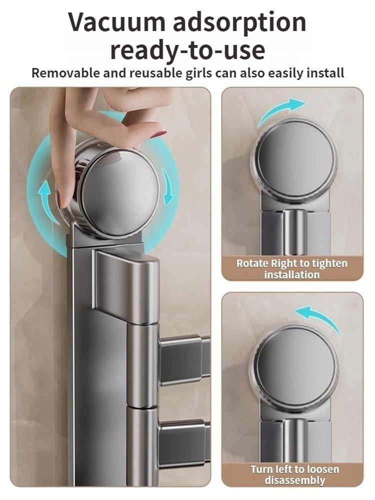 No Need To Drill Suction Cup rotating towel rack Bathroom multi-bar folding bath towel rack rack Towel rack Kitchen storage rack