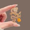 Fashion Diamond Chinese Dragon Brooches Pin For Women Men Clothing Coat Jewelry Party Accessories Zodiac Flying Dragon Jewelry