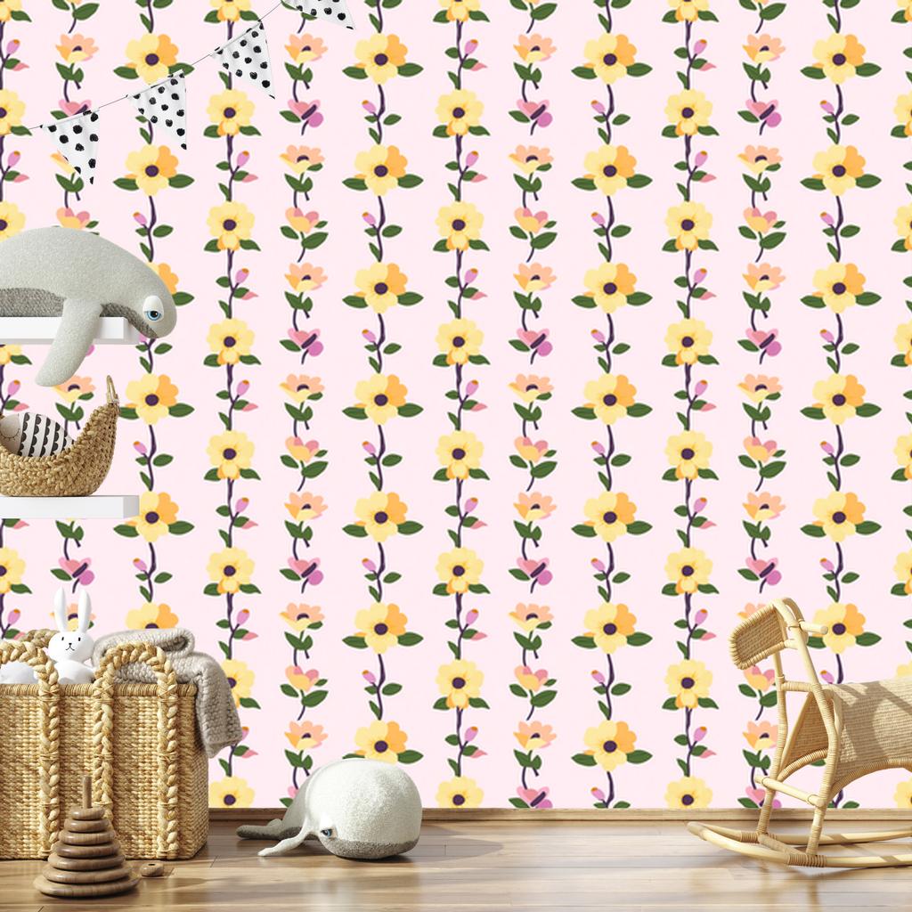 Cottagecore Flowers Wallpaper White and Cream for Living Room and Bedroom 50x1000