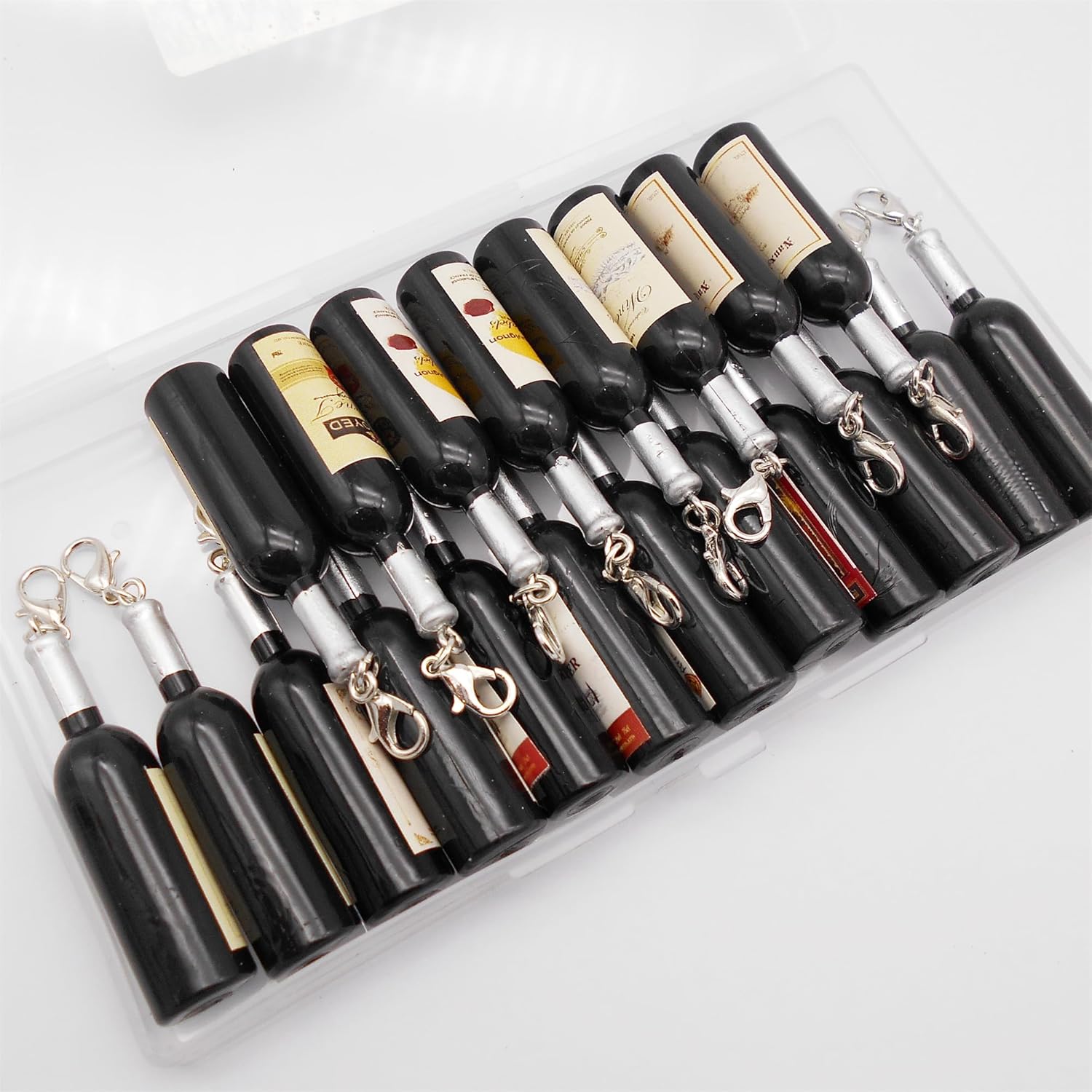 20 Pack Vintage Style Resin Wine Bottles Craft with Lobster Clasps Earrings Drops Dangles Necklaces Pendants Keychains Findings DIY Jewelry Making