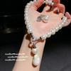 Italian Vintage Australian White Pearl Necklace Vintage Baroque Fritillary Zircon Disc Bead Earrings Set