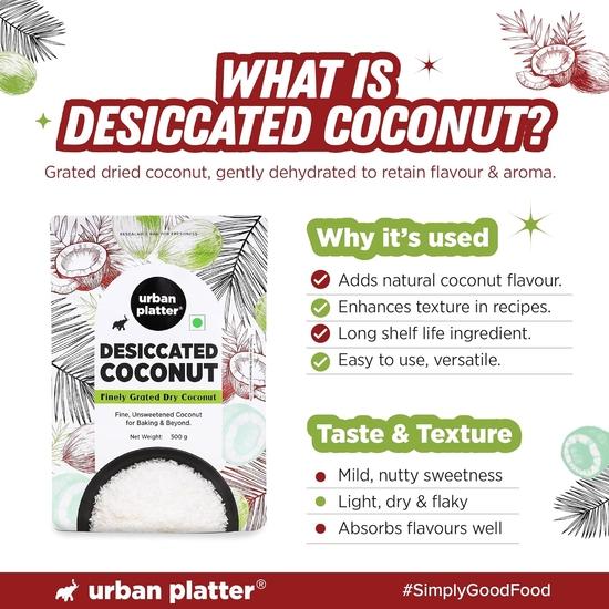 Urban Platter Desiccated Coconut (Unsweetened), 500g