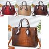 Pu Crocodile Pattern Tote Bag For Women With Zipper Closure And Multiple Pockets