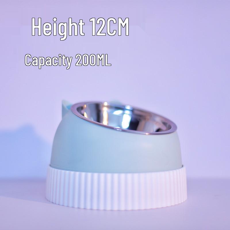 Elevated Stainless Steel & Ceramic Pet Bowls - Anti-Tip Design for Cats & Dogs, Protects Cervical Vertebrae, Double Bowl Set