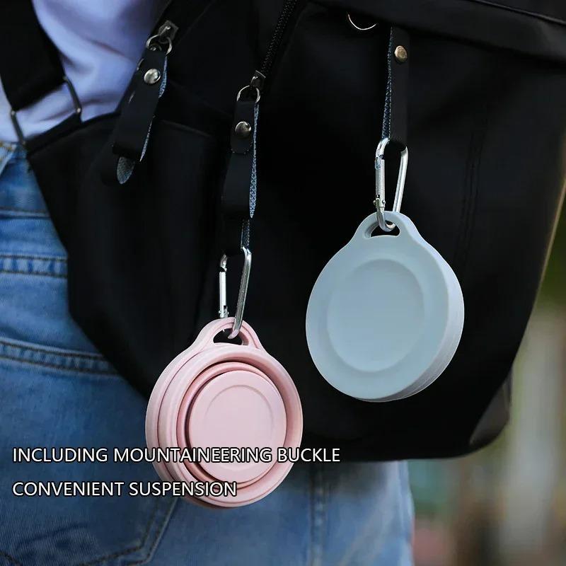 Pink Outdoors Silicone Folding Cup with Hanging Hole Creative Water Cup Travel Portable Washing Cup Fashion Travel Silicone Cup