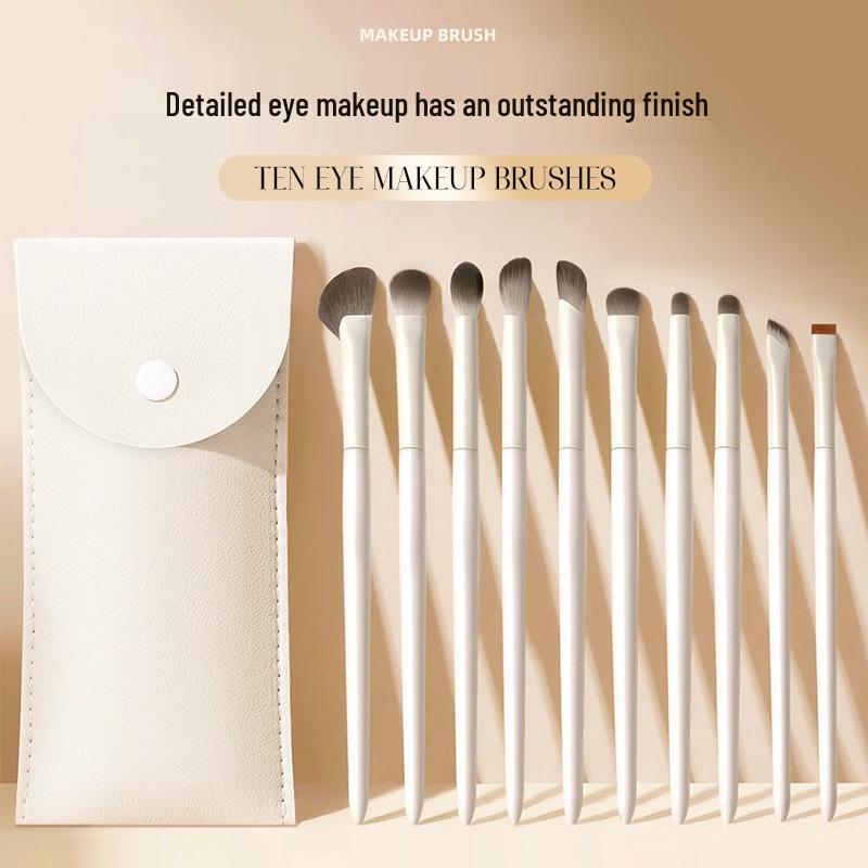 10-teiliges Cloud Porzellan Lidschatten- & Concealer-Pinselset mit weichen Borsten