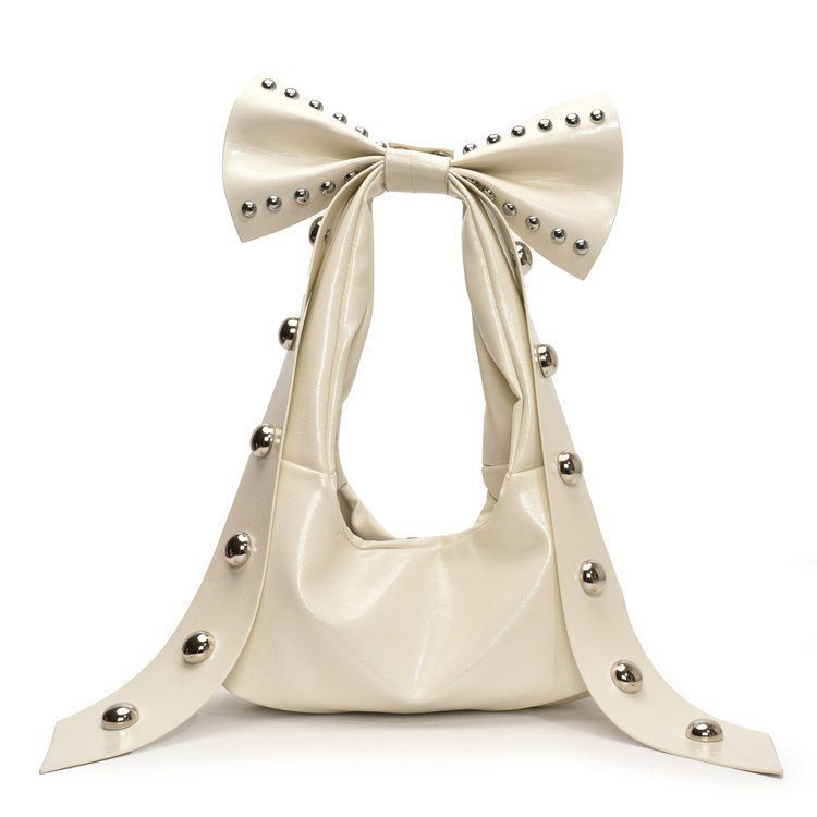 

Simple Niche French Foreign Style Bag Bow Women s Bag, Shoulder Handbag Zipper Bag, Fashion Personality Women s Bag білий