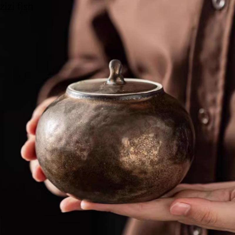 Keramická čajová dóza s víčkem, vzduchotěsná nádoba, úložná dóza, krabička na čaj, nádoba na čaj, organizér, dóza na cukroví, úložná láhev