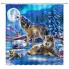 Wolf Silhouette Shower Curtain Black White Howling Thunderstorm Animal Moon Light Mystic Decor Bathroom Set Waterproof With Hook