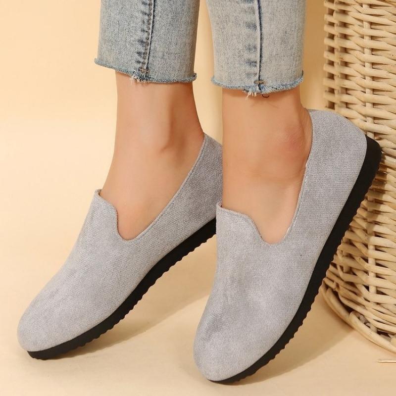 Large size spring and autumn new lazy shoes flat bottom solid color round head women's shoes large size women's shoes