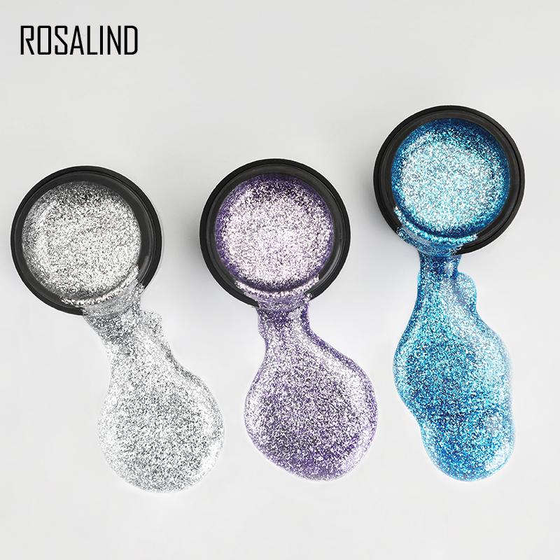 ROSALIND Nail Polish Gel Semi permanent Varnish UV Glitter Paint Shiny Gel Base Coat Tips Poly Kit For Nail Art Decorations