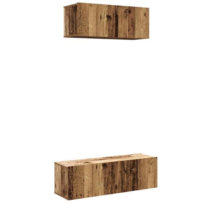 VidaXL Ensemble de meuble TV mural 2 pcs vieux bois bois d'ingénierie, meuble TV, meuble multimédia, console TV, meuble 3329005