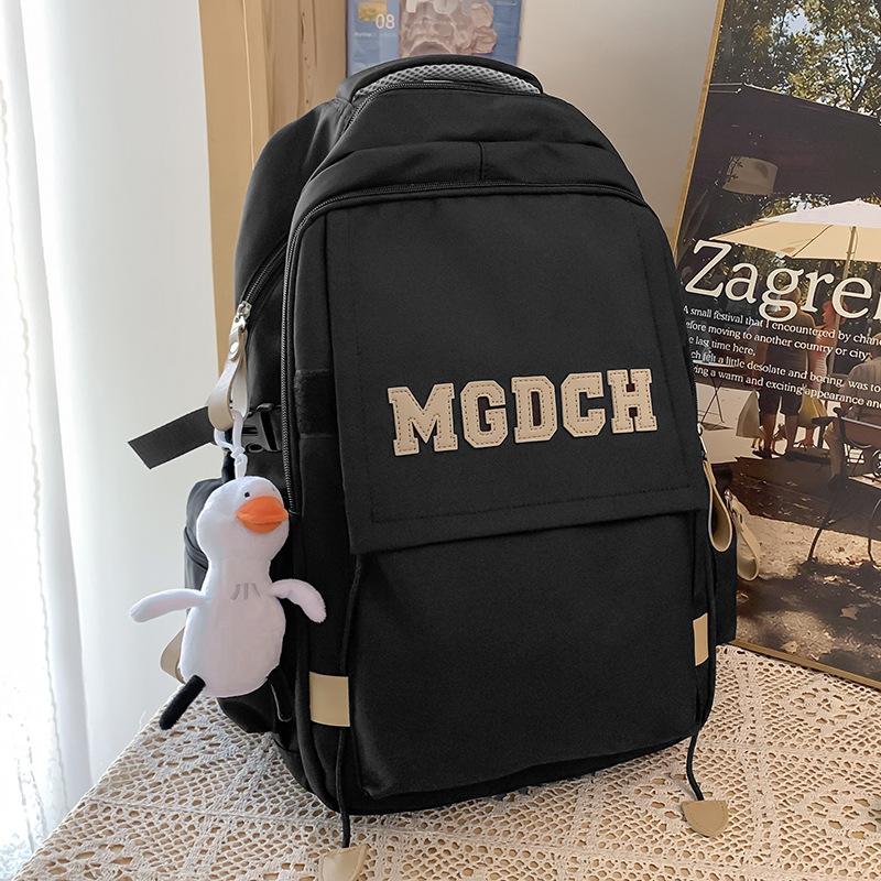 College Student Burgundy Large Capacity Girl Letters Backpack Middle School Student Backpack