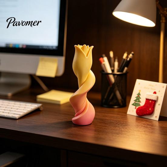 Minimalist Tulip Vase for Decor 3D Printed Twist Vase, Modern Abstract Art Sculpture Living Room Niche Handicrafts Gifts Bookshelf, Home Tabletop