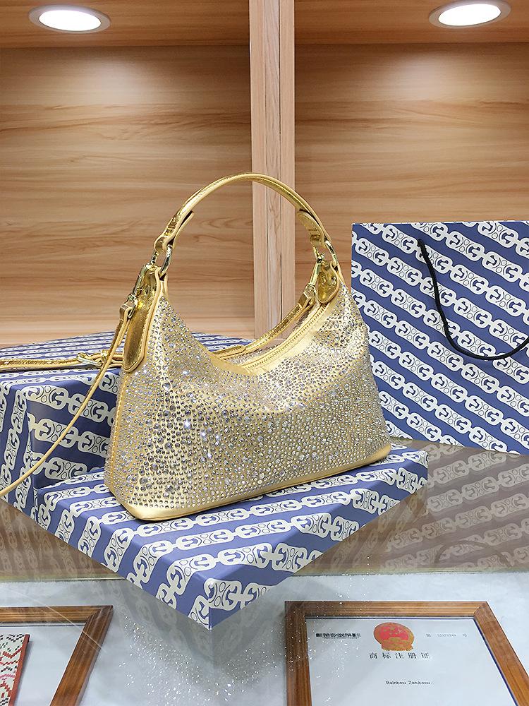 Women Shiny Evening Handbag Female Delicate Rhinestone Shoulder Bag Dinner Fashion Luxury Large Capacity Tote Bag Gift for Girls