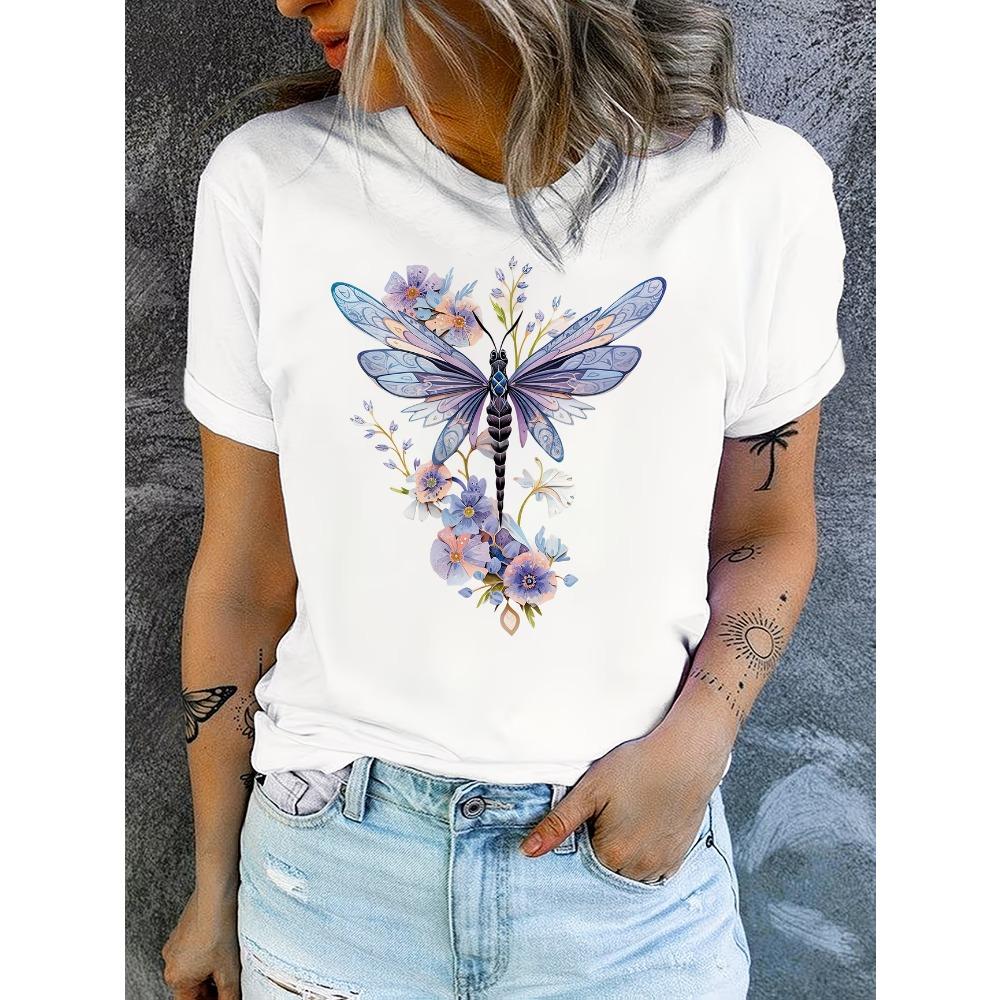 Summer Lady CLothes Crew Neck Short Sleeve Watercolor Style