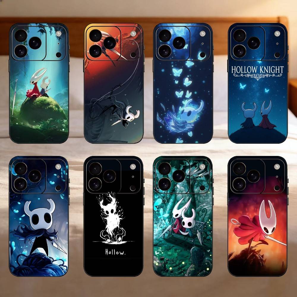 Game H-Hollow K-Knight Phone Case For iPhone 17,16,15,14,13,12,11 Plus,Pro Max,SE4Soft Silicone Black Cover