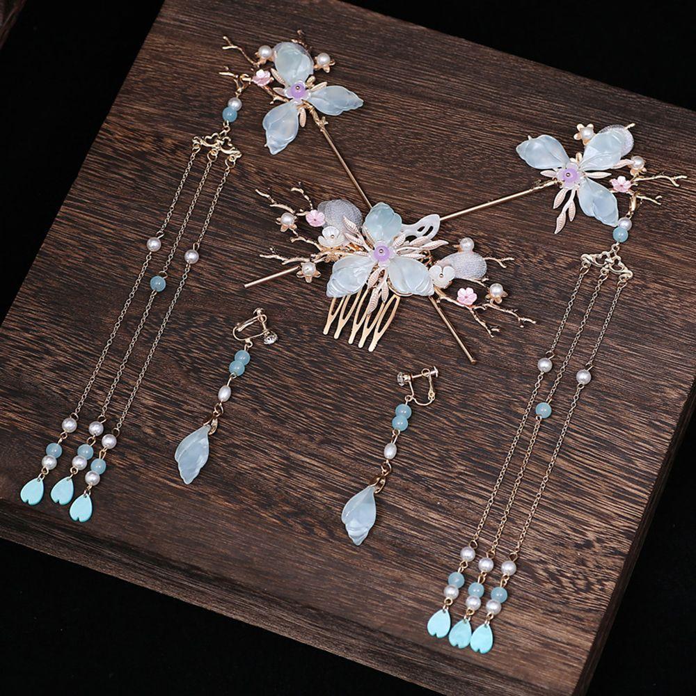 Hair Comb Women Hair Accessories Pearl Tassel Hair Stick Chinese Hairpin Set Hairstyle Design Tool