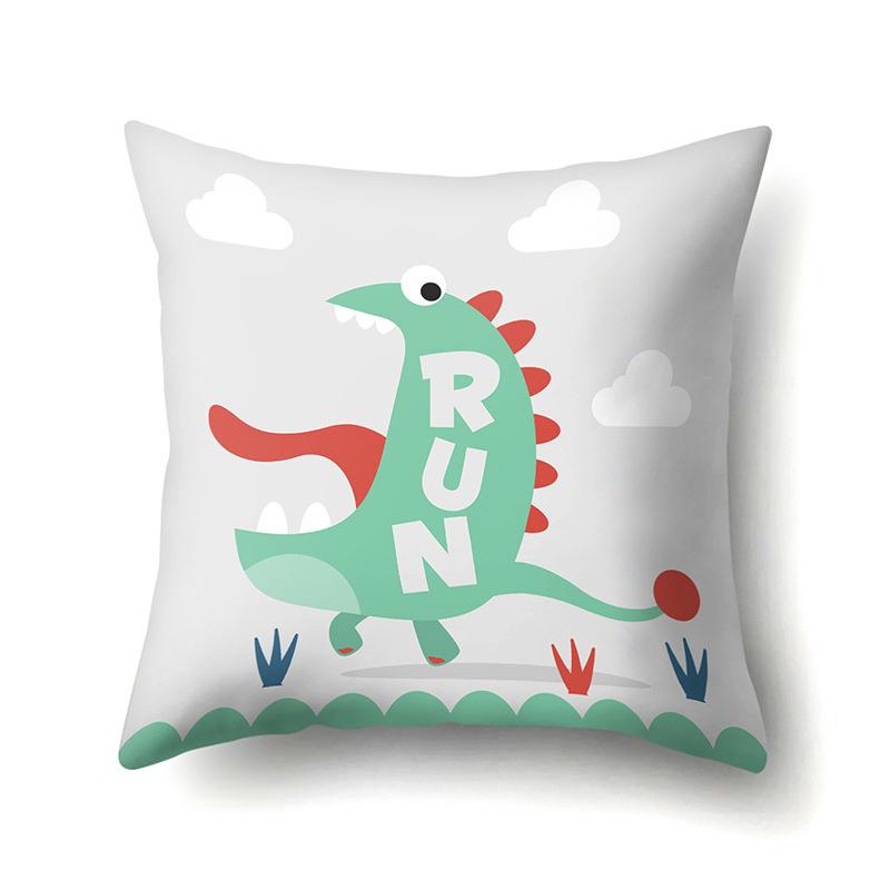 Geometric Dinosaur Pattern Polyester Single-sided Pillowcase Home Sofa Pillowcase Living Room Bedroom Cushion Cover