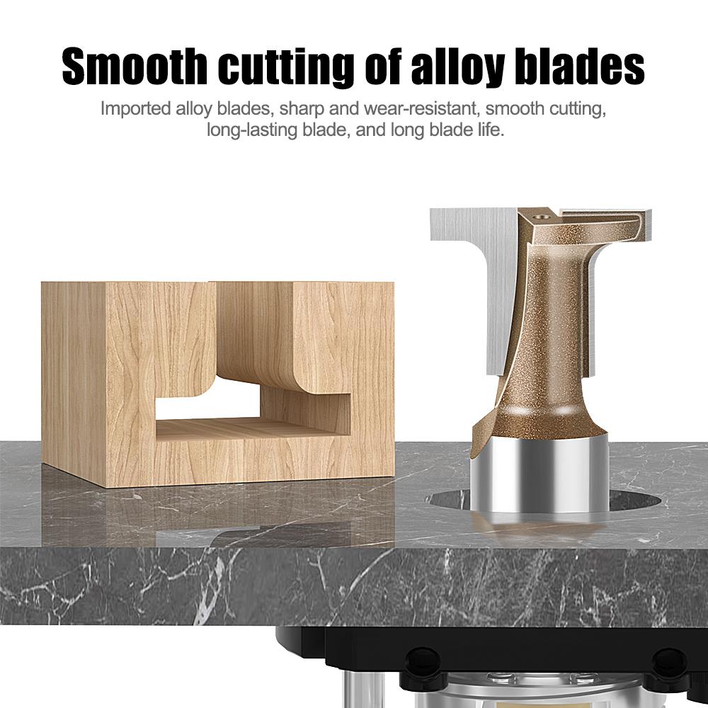 1/2in 12mm Shank Carbon Crystal Plate Arc-Integrated Cutting Router Bit, T-shaped Slotting Cutter, Woodworking Tools