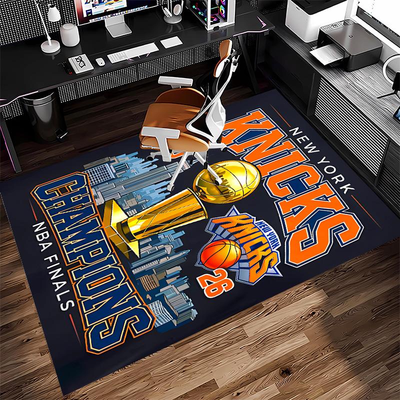 Kober s potiskem loga Knicks - Měkký, omyvatelný, protiskluzový vnitřní kobereček pod kancelářské židle, do obývacího pokoje, domácí kanceláře, dekorativní kobereček