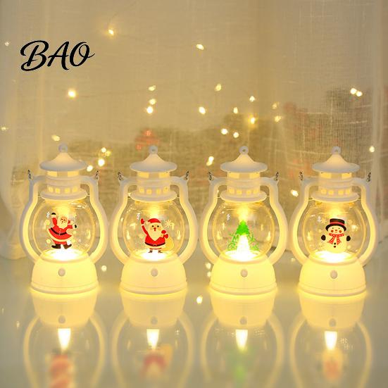 Battery Operated Night Light Christmas Lantern Light, Retro Santa/Snowman/Tree Handheld Oil Lamp with Holiday Gift for Children Warm LED, Cute