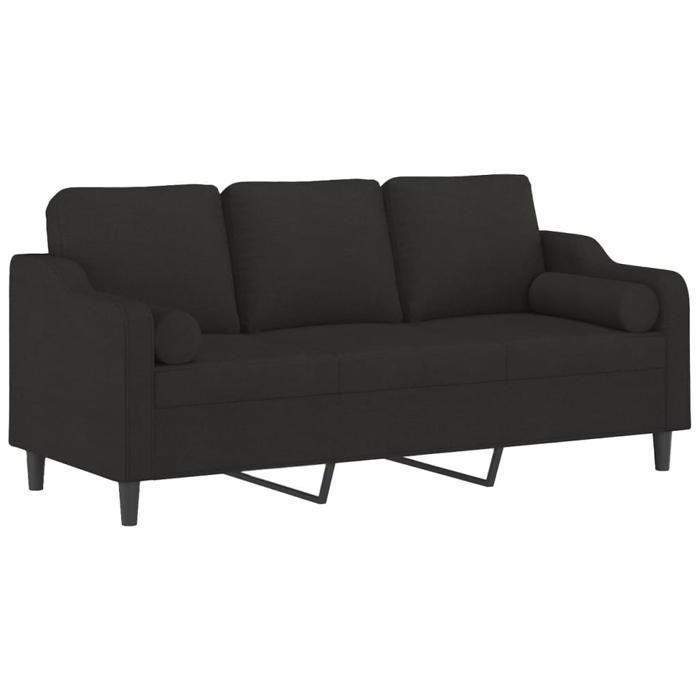 Canapé 3 places - Maison Exclusive - Tissu 100% polyester - Cadre métal - Noir