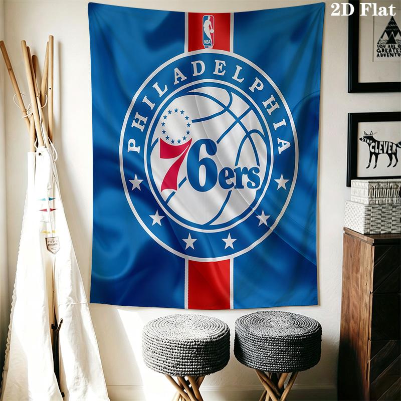 Sixers Logo Blue Background Bedding 1 Duvet Cover 2 Pillowcase Without Core Christmas Birthday Gift Duvet Cover And Pillowcase